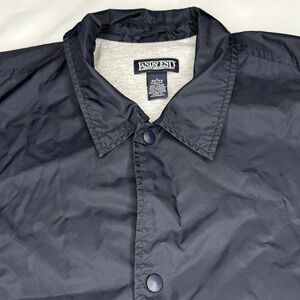 Vtg Lands End Men L Nylon Snap Windbreaker Coach Jacket Cotton Lined Windbreaker